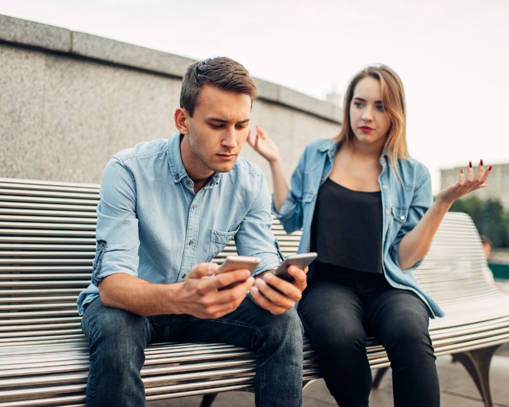 man ignoring a woman