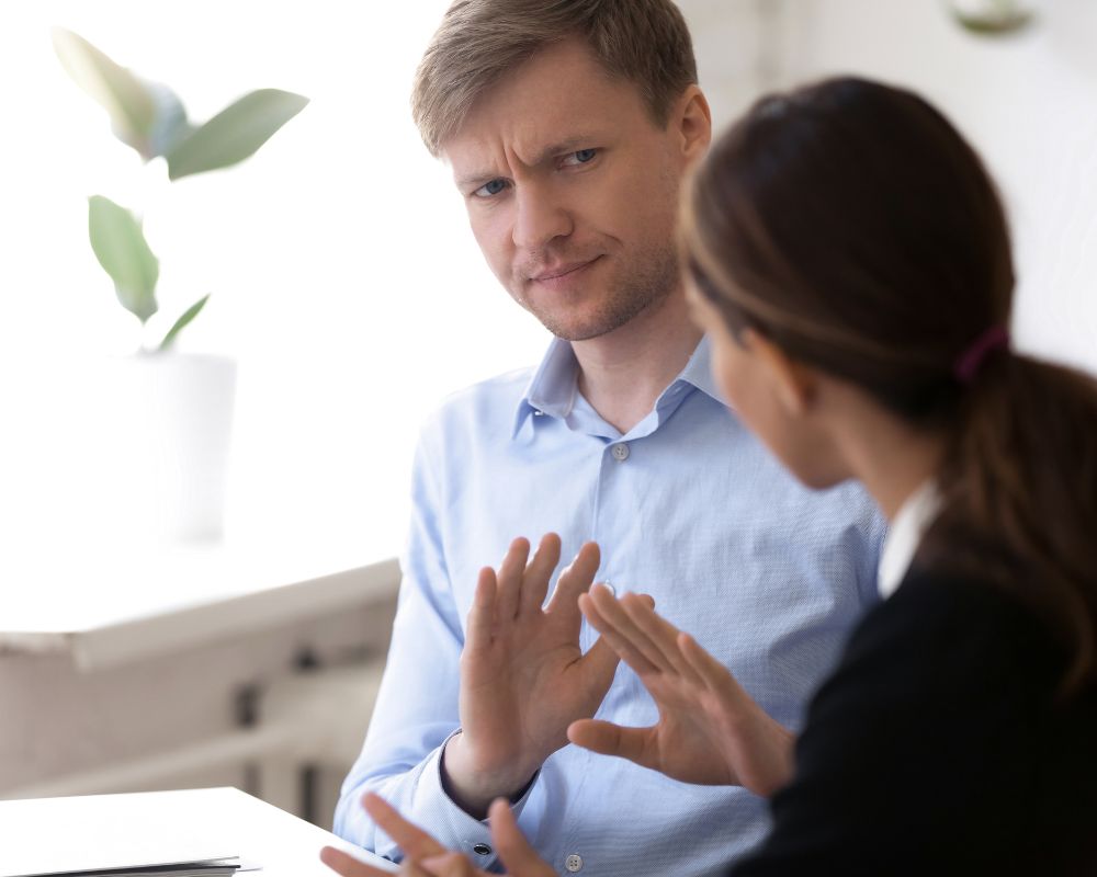 man getting irritated by woman