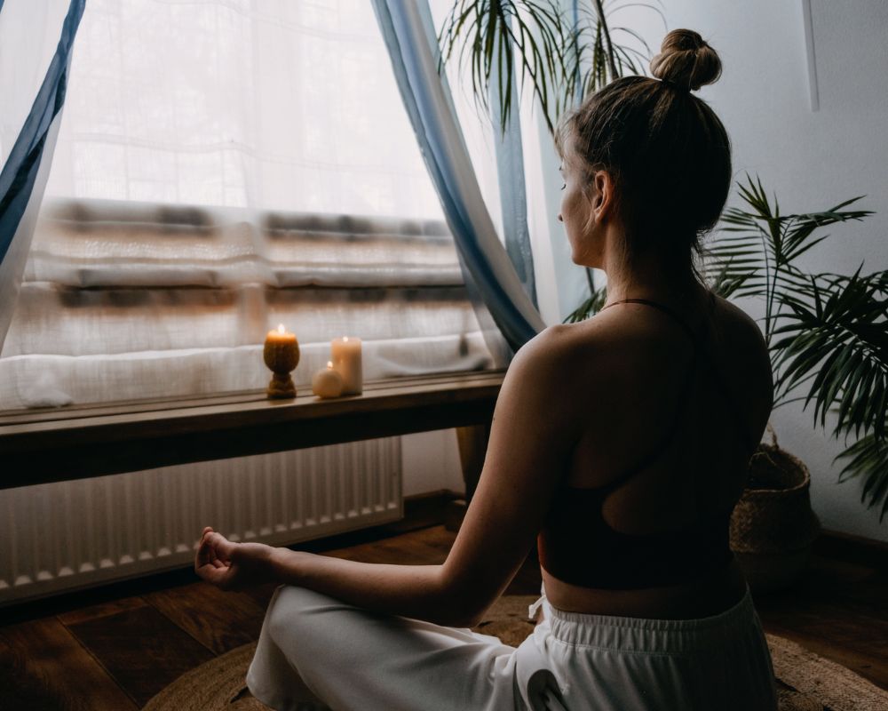 woman practicing self care