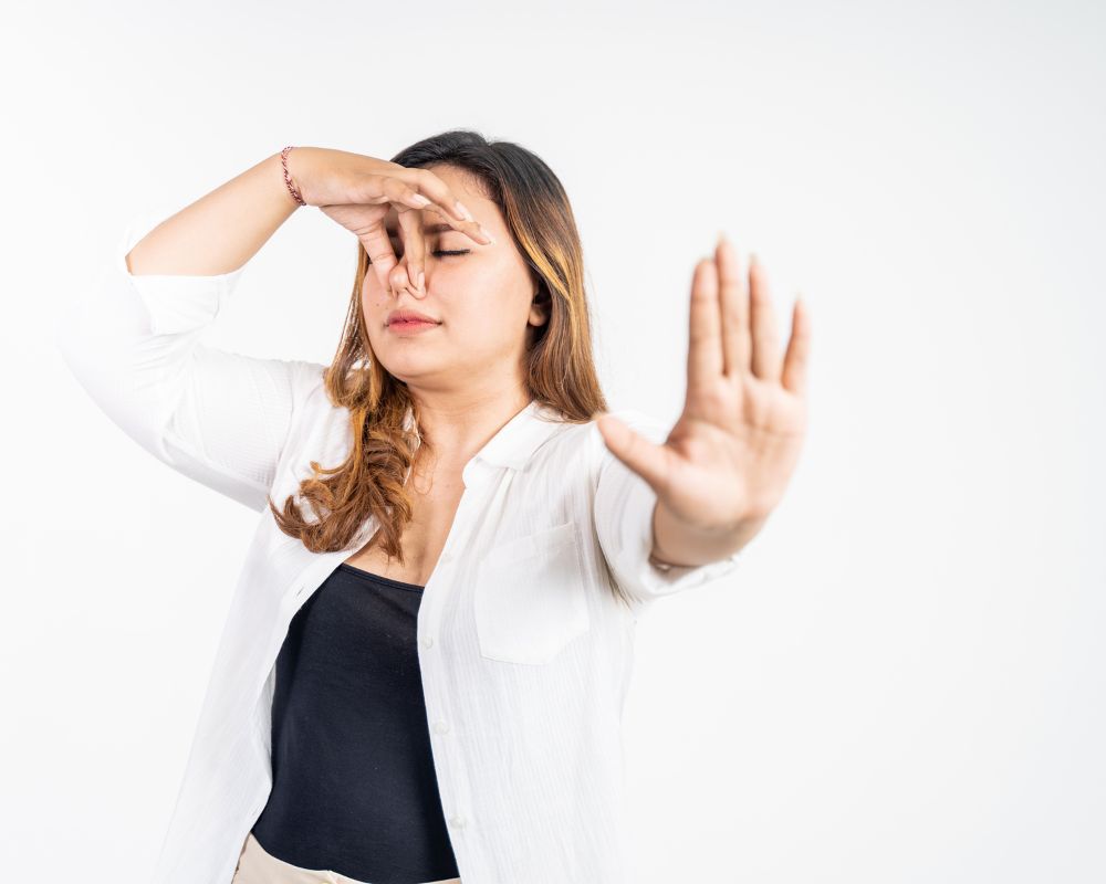 a woman uncertain and unimpressed